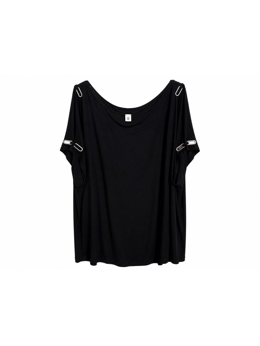 Cable & Gauge Women’s Plus 3X Black Oversized Cool Shoulder Top W/Metal Hardware